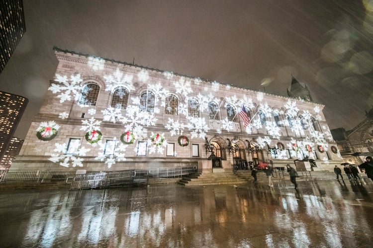 New+Years+Eve+Snowflake+Gobos+Boston+Public+Library+Facade+Port+Lighting+FIrst+Night+Boston+2019