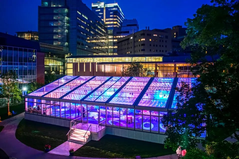 Emmanuel+College+Glass+Tent+by+Night+Port+Lighting+Systems-1