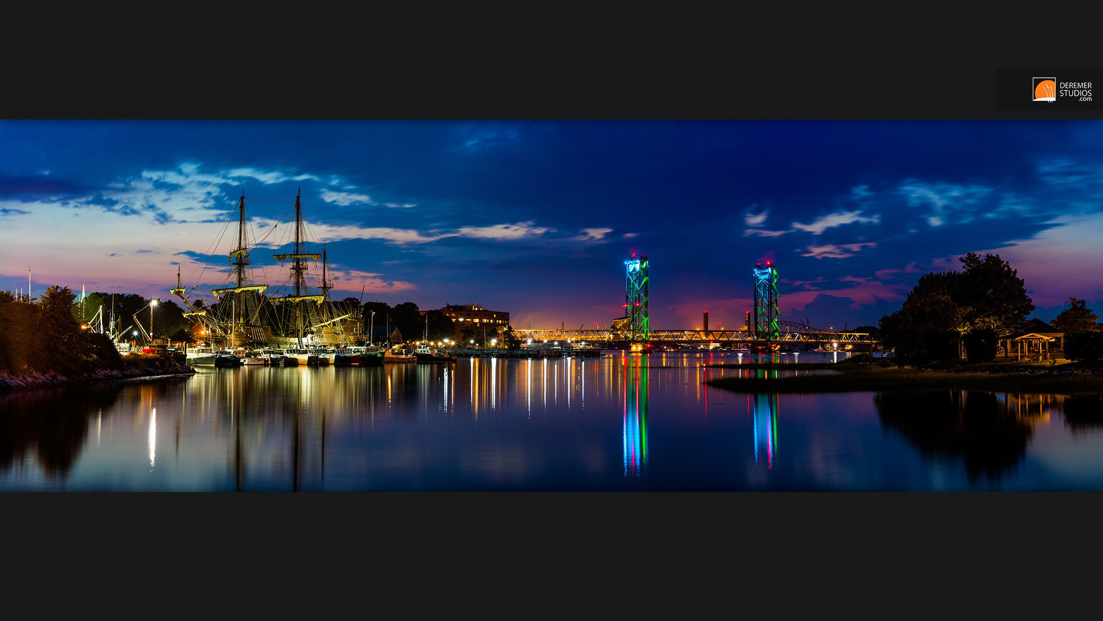 Portsmouth+NH+El+Galeon+Memorial+Bridge+Lighting